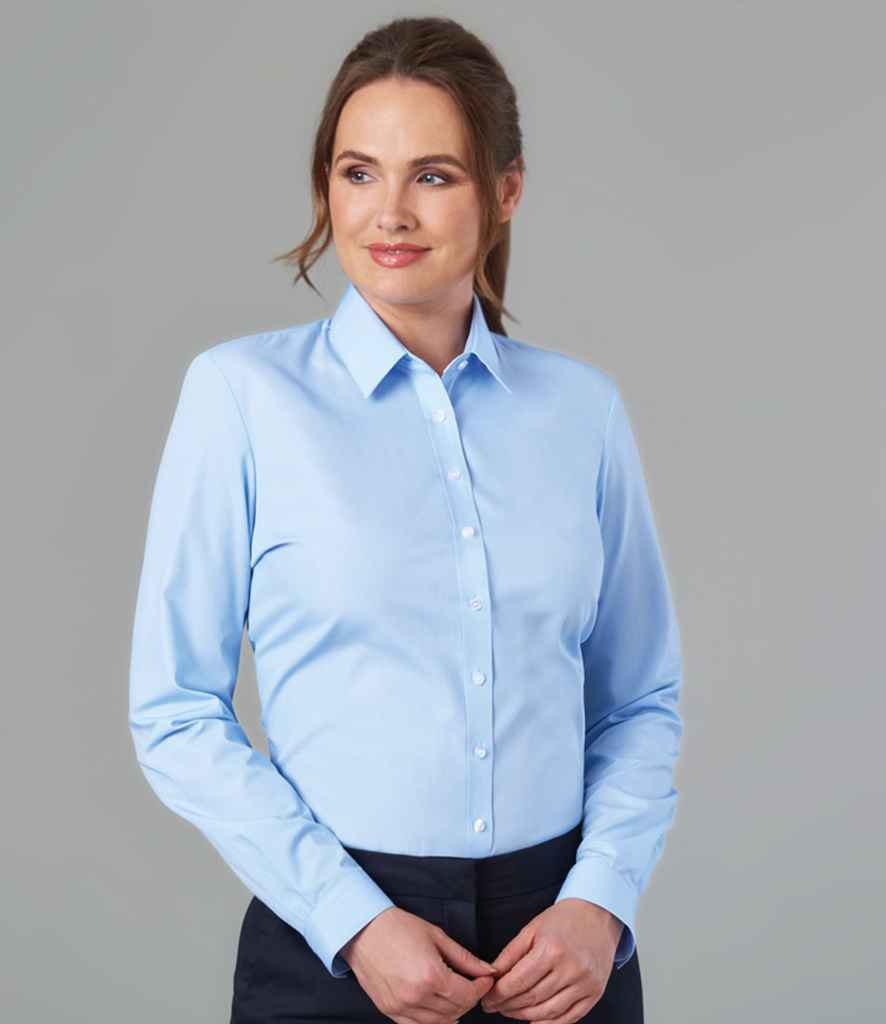 Brook Taverner Ladies Selene Long Sleeve Poplin Shirt - Sky Blue (BK135)