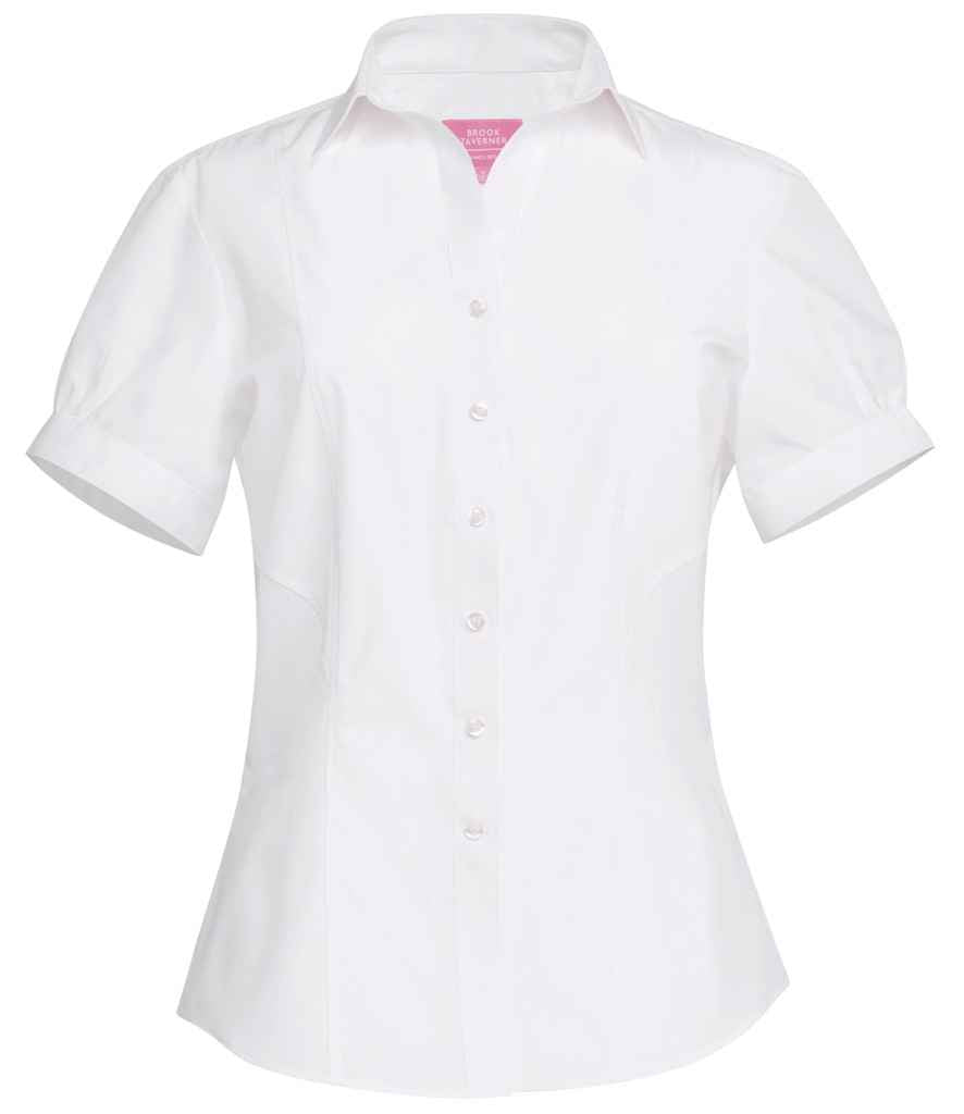 Brook Taverner Ladies Paduli Short Sleeve Poplin Shirt - White (BK153)