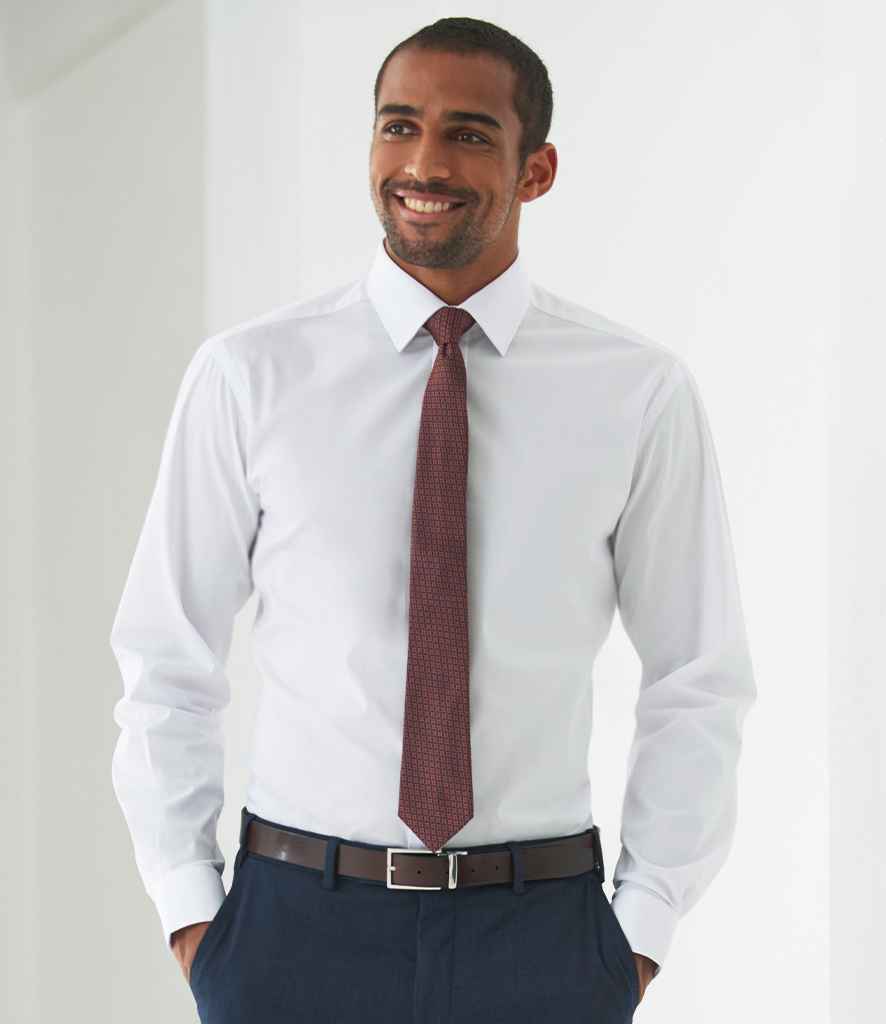 Brook Taverner Alba Long Sleeve Slim Fit Poplin Shirt - White (BK154)