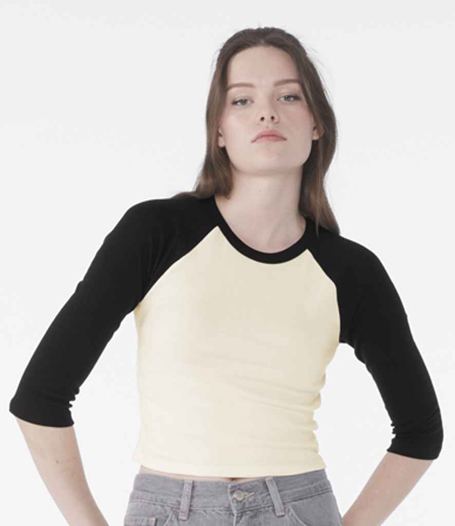 Bella+Canvas Bella Ladies Micro Rib 3/4 Raglan Baby T-Shirt - Natural/Black (BL1200)