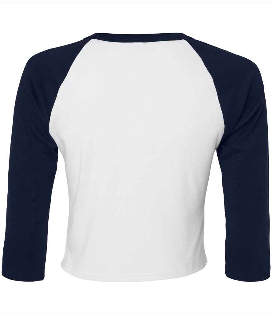 Bella+Canvas Bella Ladies Micro Rib 3/4 Raglan Baby T-Shirt - White/Navy (BL1200)
