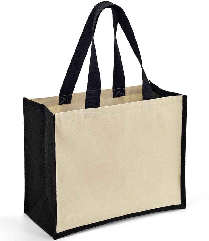 Brand Lab Jute and Canvas Shopper - Natural/Black (BR101)