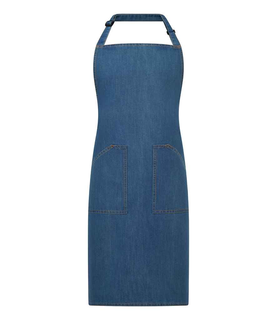 Brand Lab Denim Adjustable Bib Pocket Apron - Blue Denim (BR504)