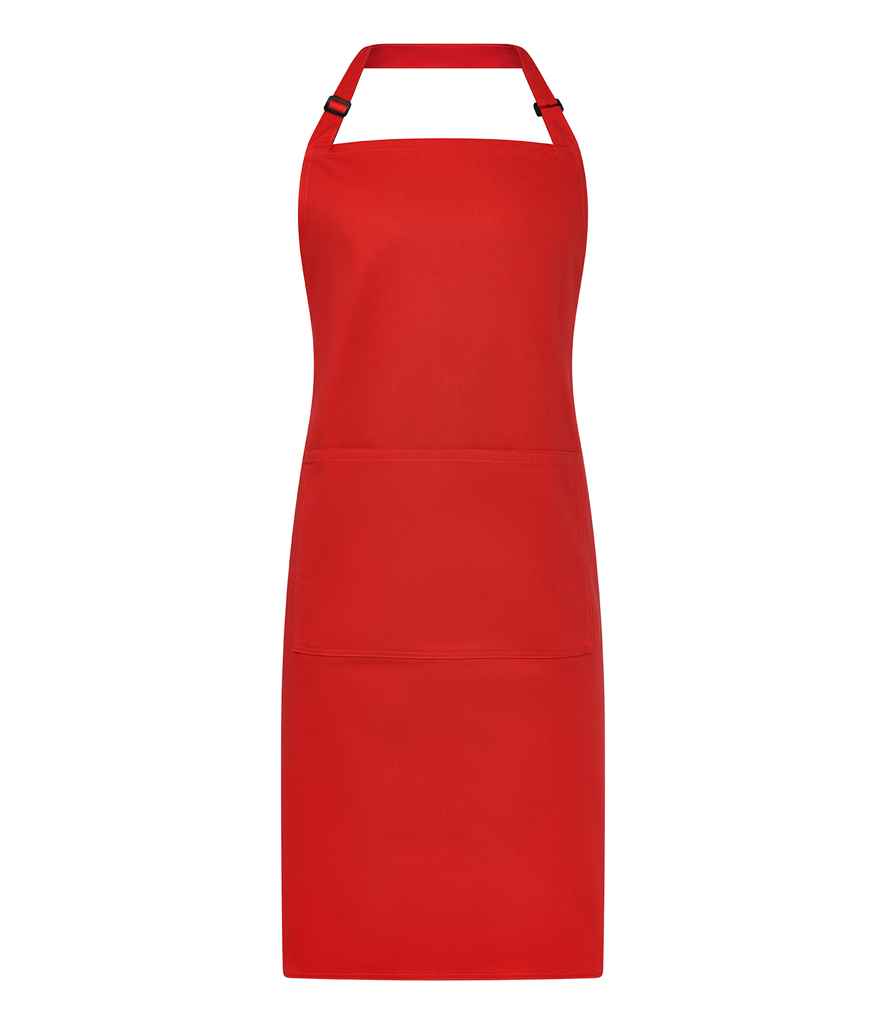 Brand Lab Organic/Recycled Bib Pocket Apron - Red (BR550)