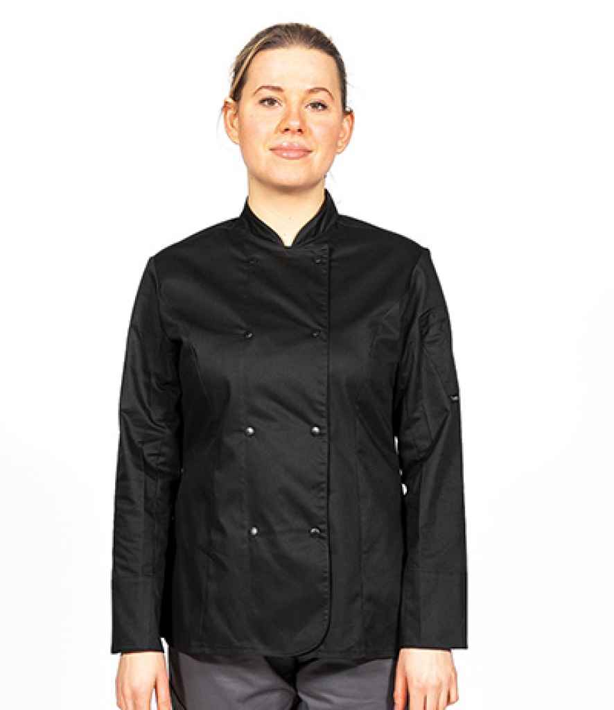 Dennys Ladies Long Sleeve Premium Chef's Jacket - Black (DE005)