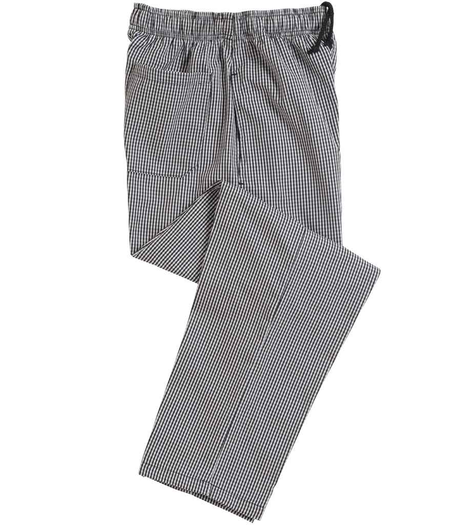 Dennys Unisex Elasticated Chef's Trousers - Black/White (DE020)