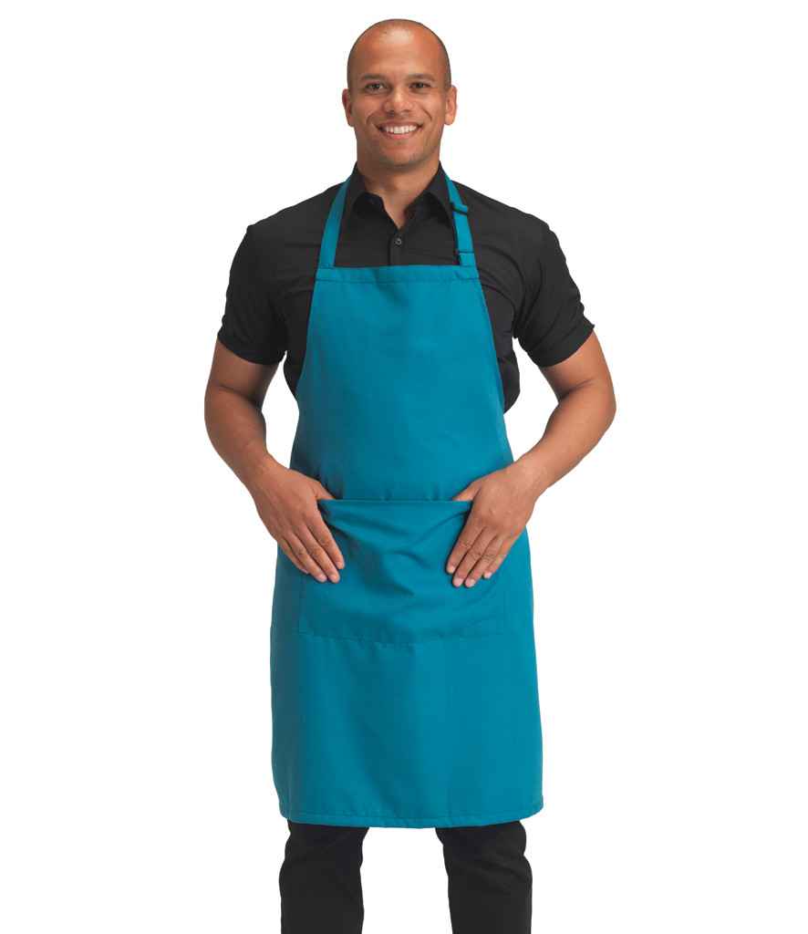 Dennys Polyester Bib Apron with Pocket - Sea Grass (DE101)