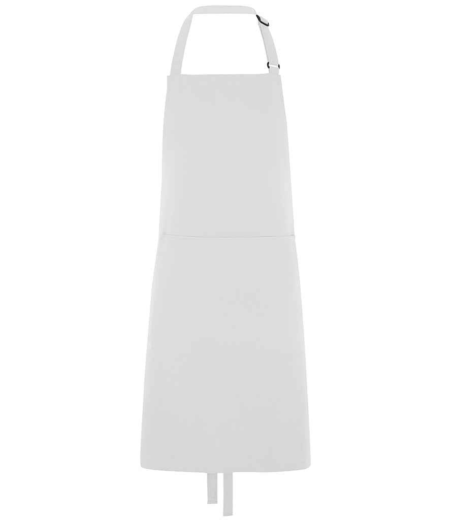 Dennys Polyester Bib Apron with Pocket - White (DE101)