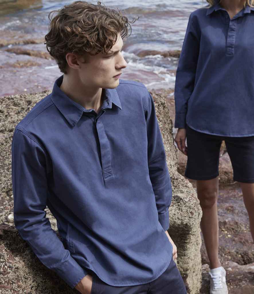Front Row Pullover Drill Shirt - Washed Navy (FR050)