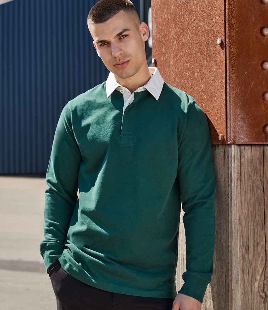 Front Row Premium Superfit Rugby Shirt - Bottle Green (FR104)