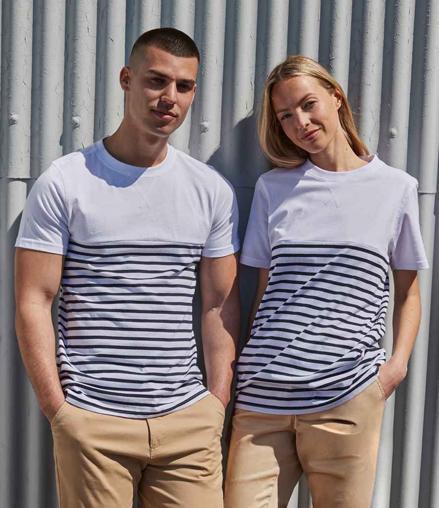 Front Row Unisex Breton Striped T-Shirt - White/Navy (FR135)