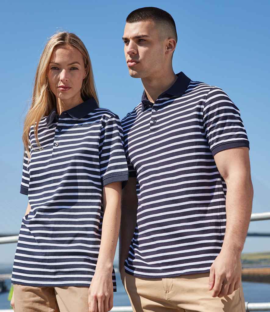 Front Row Striped Jersey Polo Shirt - Navy/White (FR230)