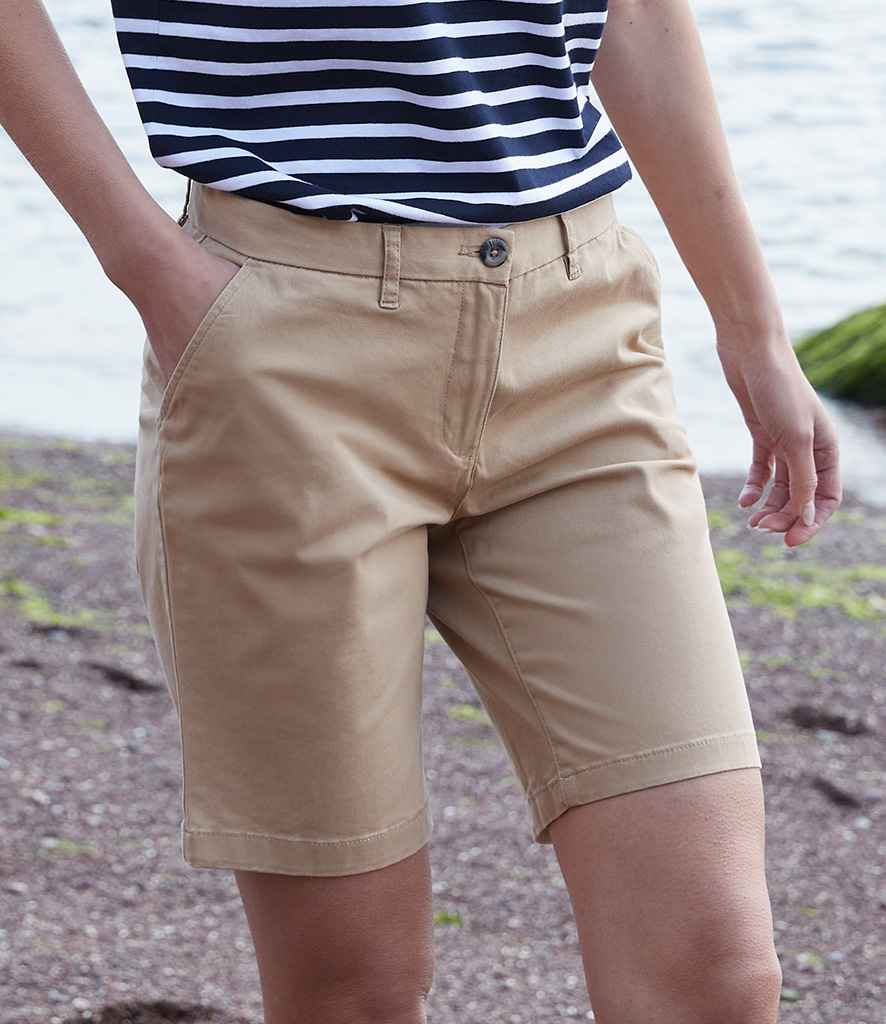 Front Row Ladies Stretch Chino Shorts - Stone (FR606)