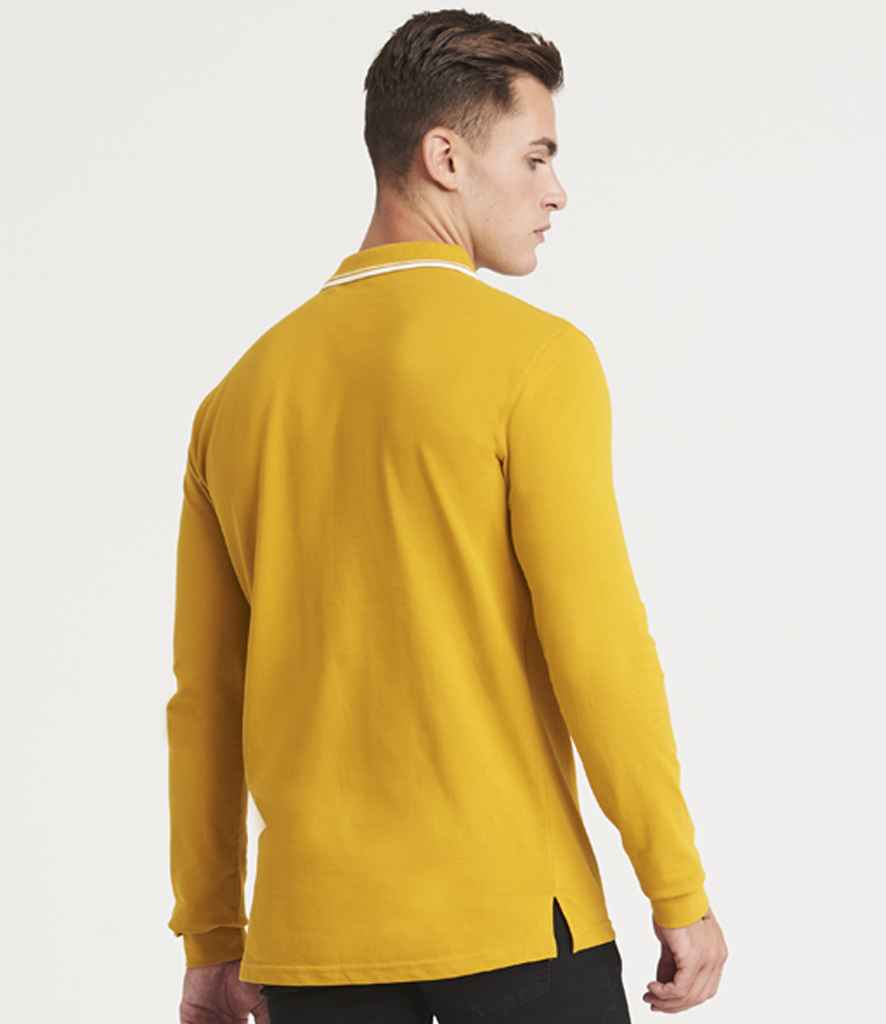 Just Polos AWDis Long Sleeve Tipped 100 Polo Shirt - Mustard/White (JP103)