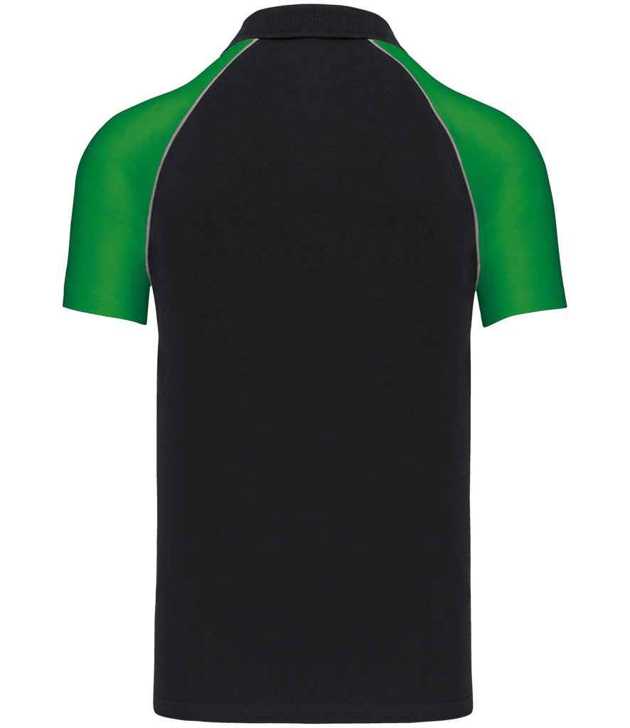 Kariban Baseball Cotton Piqué Polo Shirt - Black/Green (KB226)
