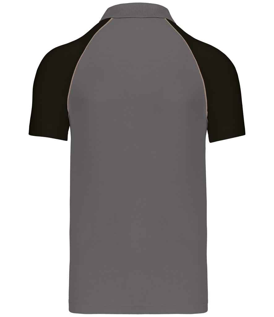 Kariban Baseball Cotton Piqué Polo Shirt - Slate Grey/Black (KB226)