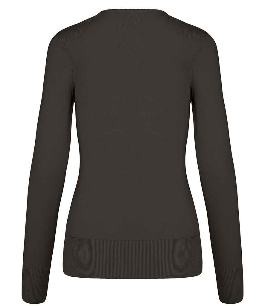 Kariban Ladies Cotton Acrylic V Neck Sweater - Dark Grey (KB966)