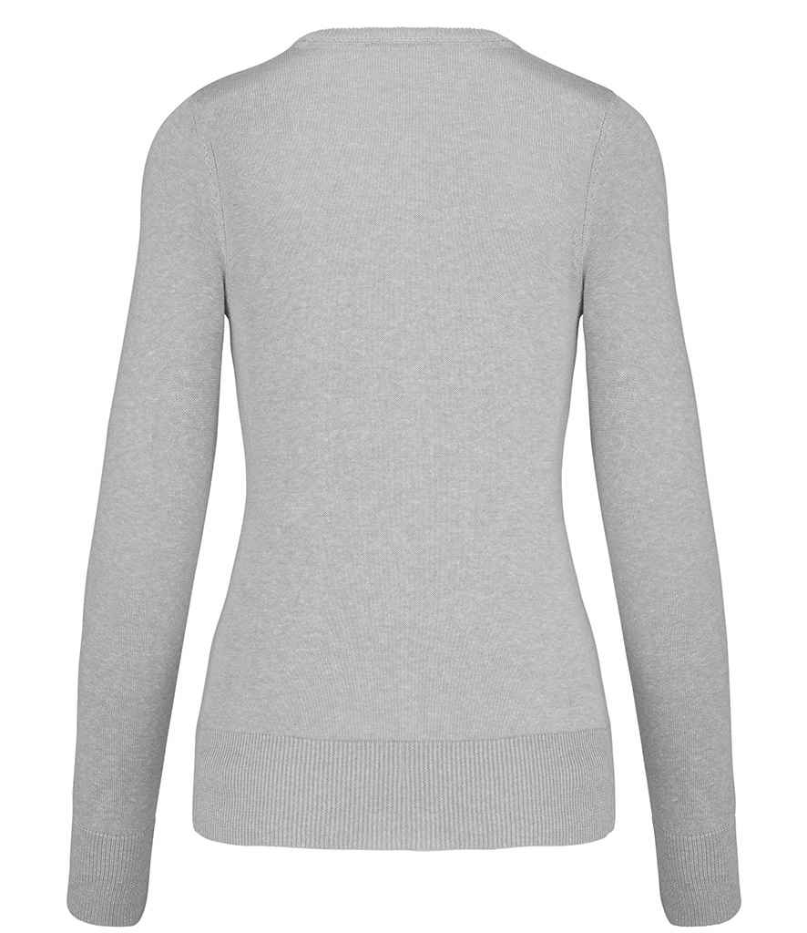 Kariban Ladies Cotton Acrylic V Neck Sweater - Grey Melange (KB966)