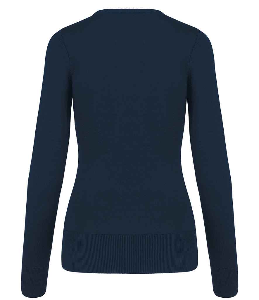 Kariban Ladies Cotton Acrylic V Neck Sweater - Navy (KB966)