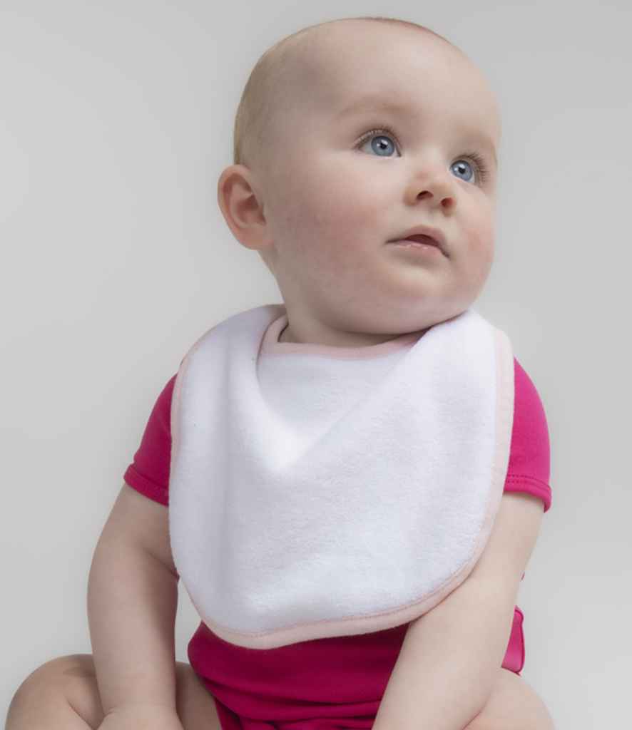 Larkwood Baby/Toddler Terry Bib - White/Pale Pink (LW22T)