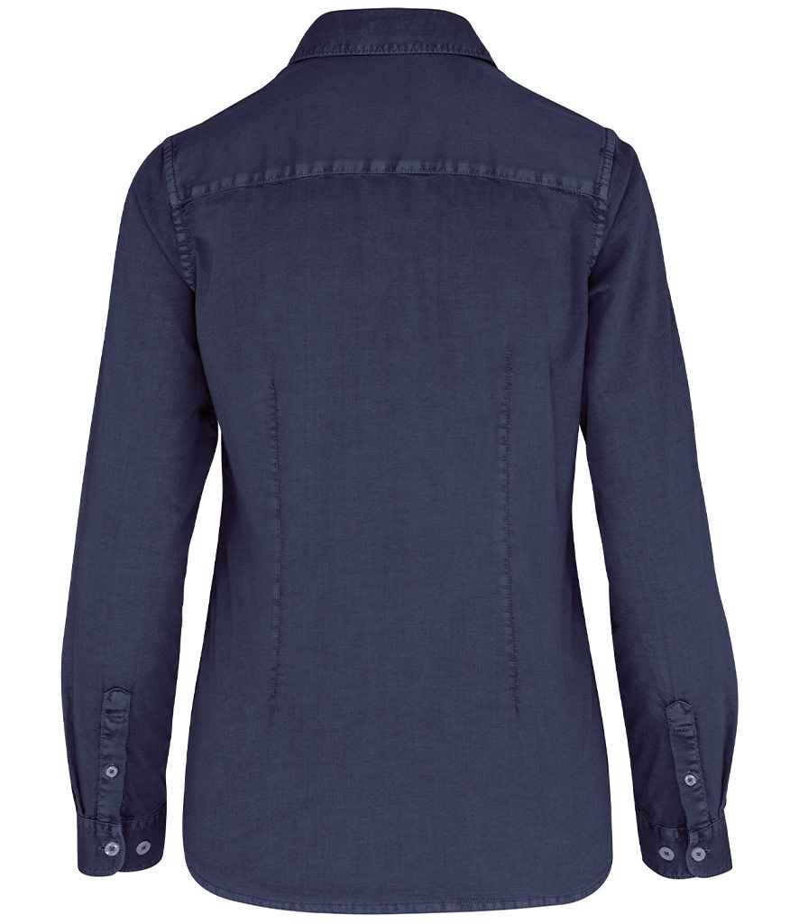 native spirit native spirit ladies washed long sleeve shirt - washed navy (ns503)