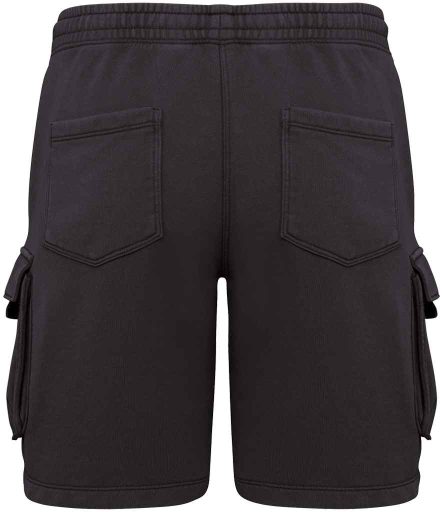 native spirit native spirit french terry washed effect cargo shorts - washed black (ns717)