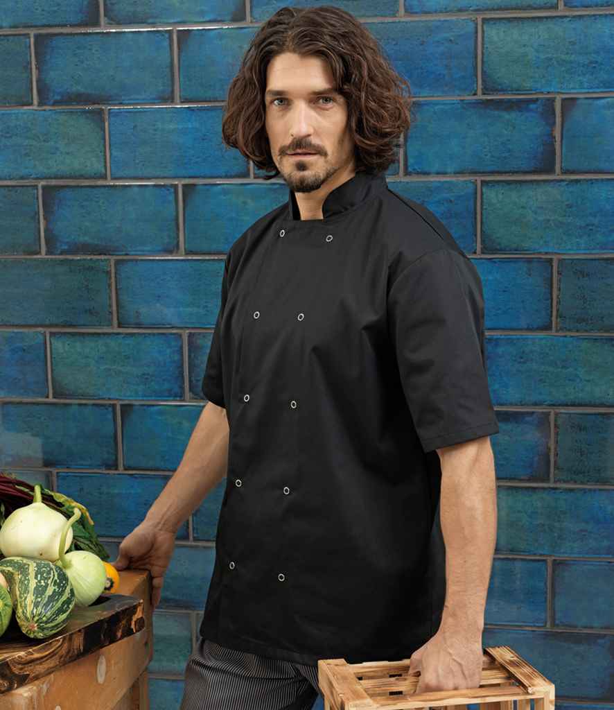 Premier Unisex Short Sleeve Stud Front Chef's Jacket (PR664)