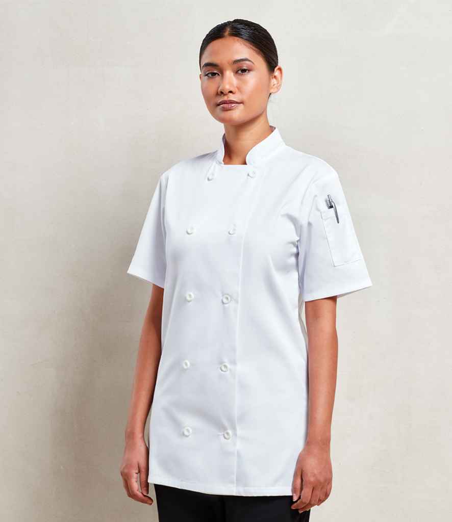 Premier Ladies Short Sleeve Chef's Jacket (PR670)