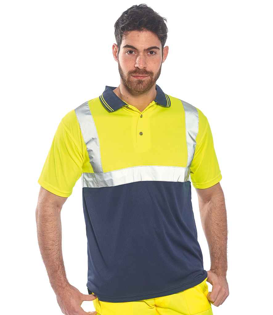 Portwest Hi-Vis Two Tone Polo Shirt - Yellow/Navy (PW062)