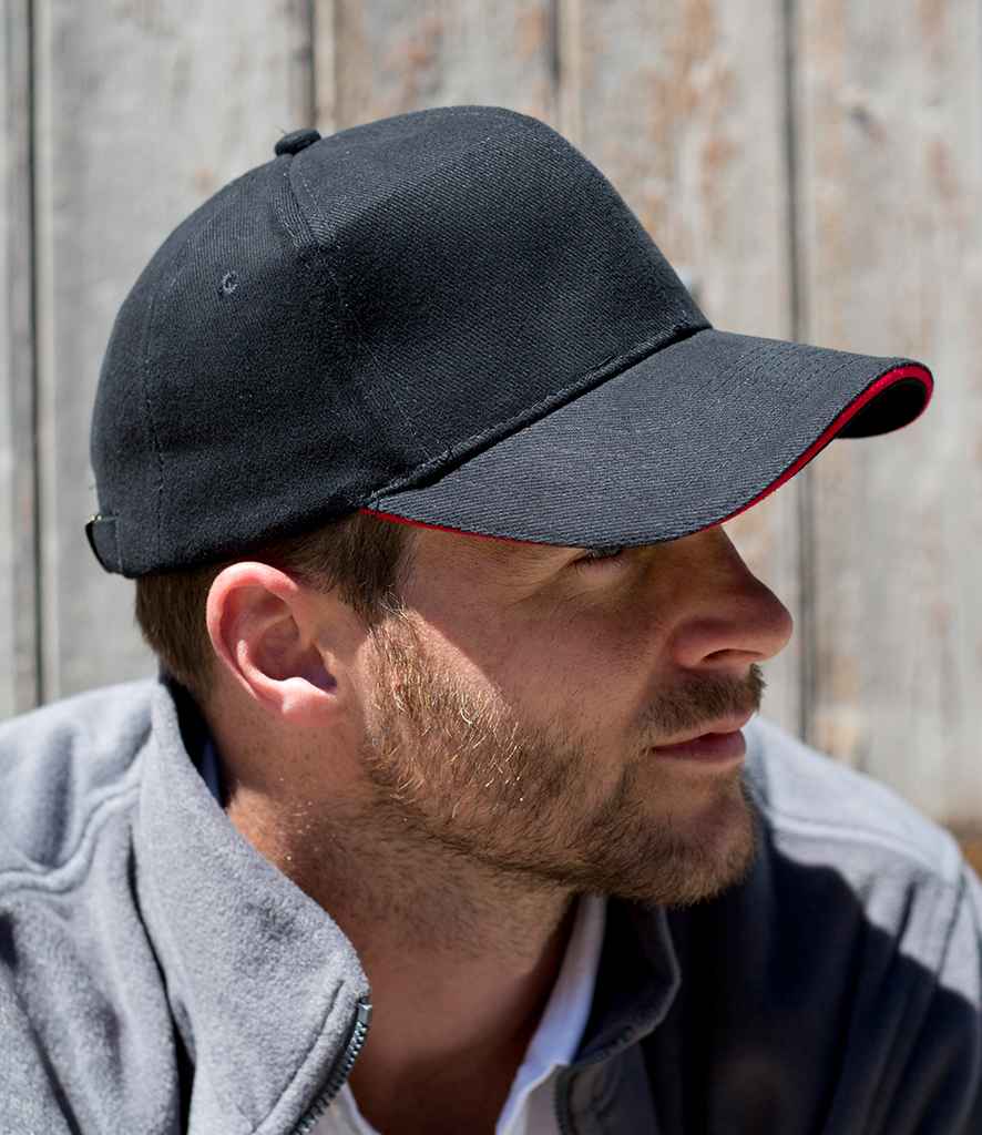 Result Pro-Style Heavy Brushed Cotton Cap - Black/Red (RC025P)