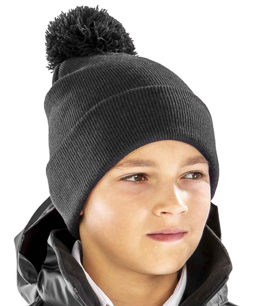 Result Core Kids Pom Pom Beanie - Black (RC028B)
