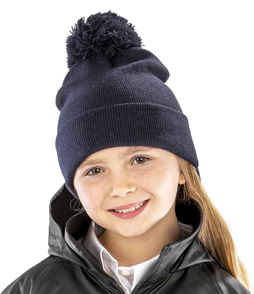 Result Core Kids Pom Pom Beanie - Navy (RC028B)