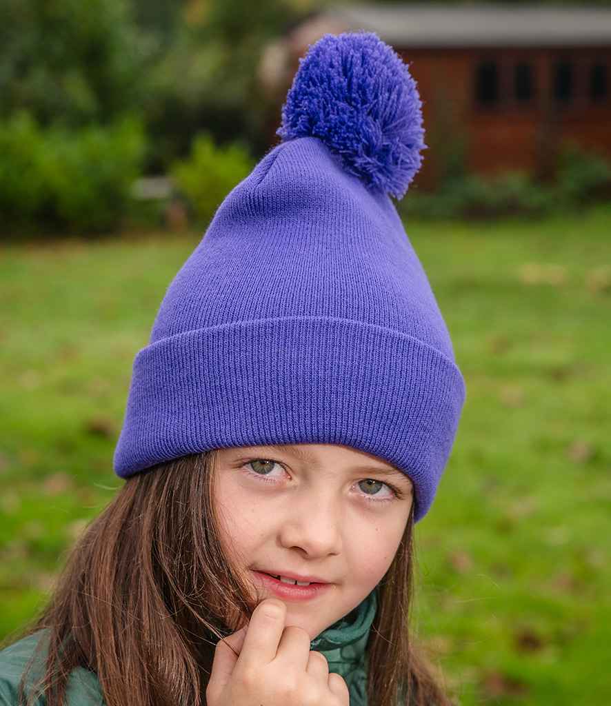 Result Core Kids Pom Pom Beanie - Purple (RC028B)