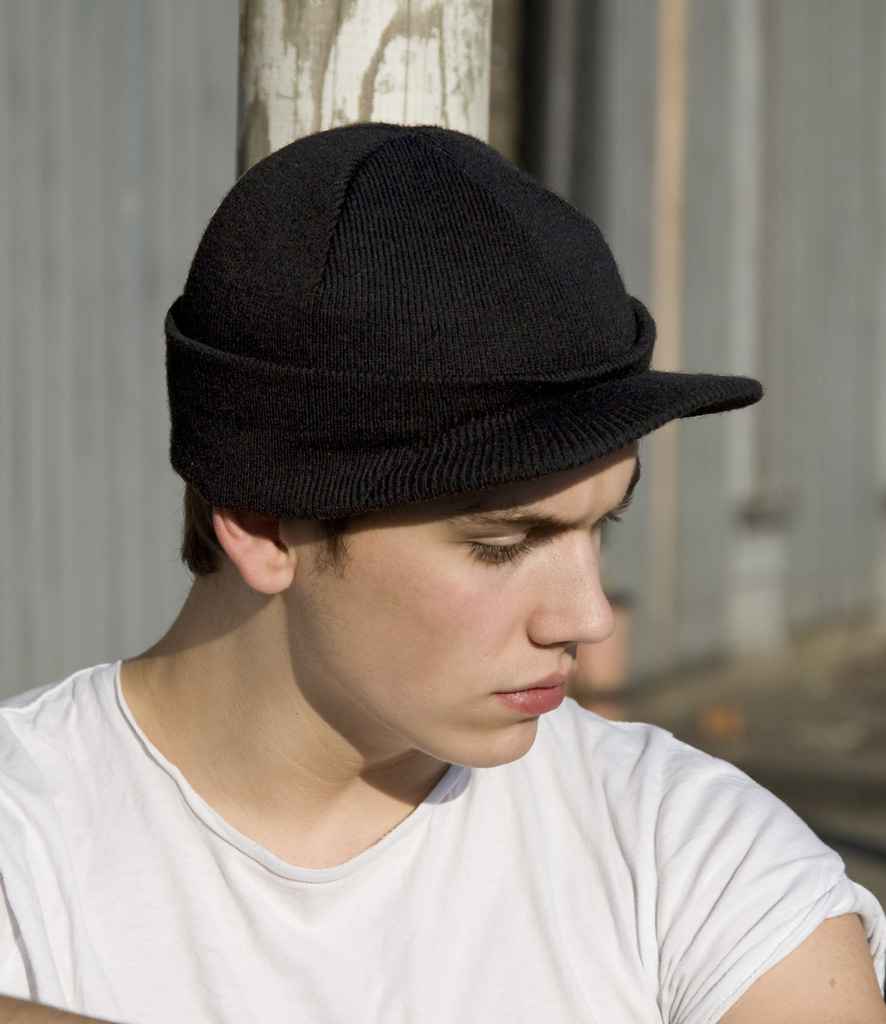 Result Esco Army Knitted Hat - Black (RC060)