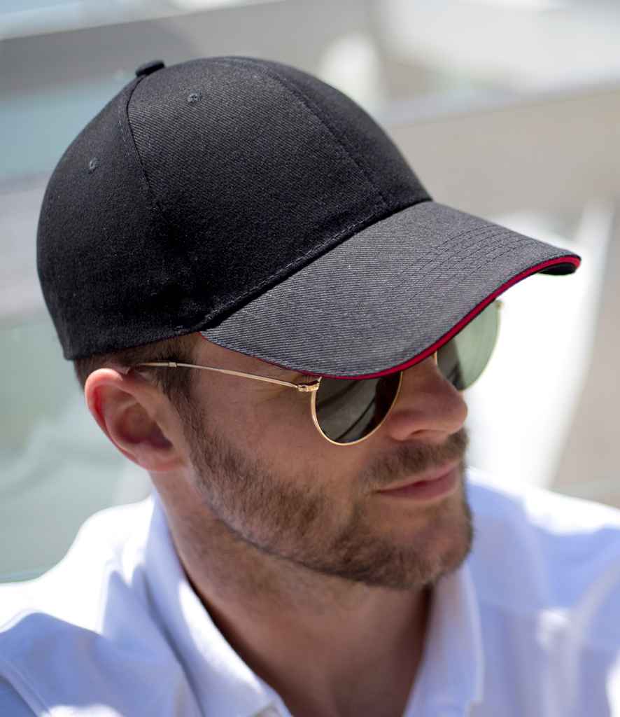 Result Memphis Sandwich Peak Cap - Black/Red (RC091)