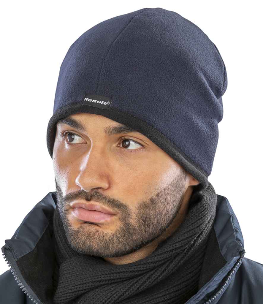 Result Reversible Micro Fleece Bob Hat - Black/Navy (RC142)