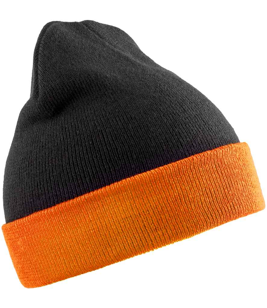 Result Genuine Recycled Compass Beanie - Black/Orange (RC930)