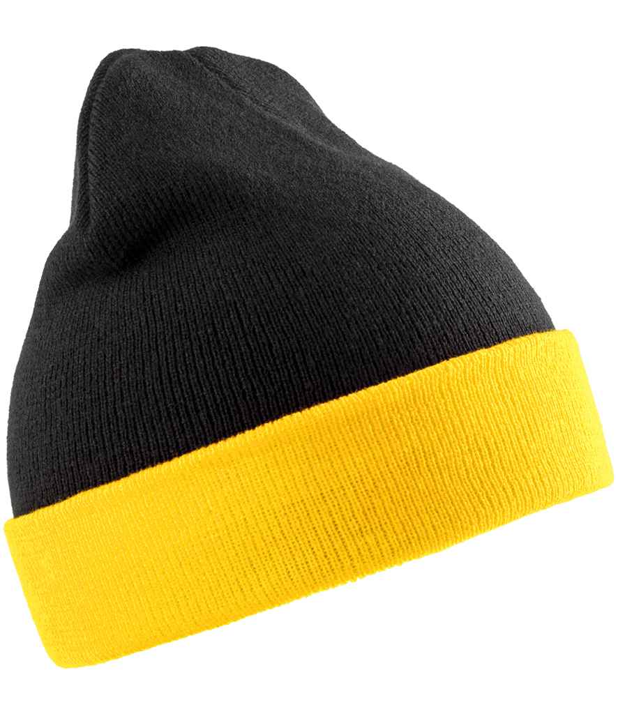 Result Genuine Recycled Compass Beanie - Black/Yellow (RC930)