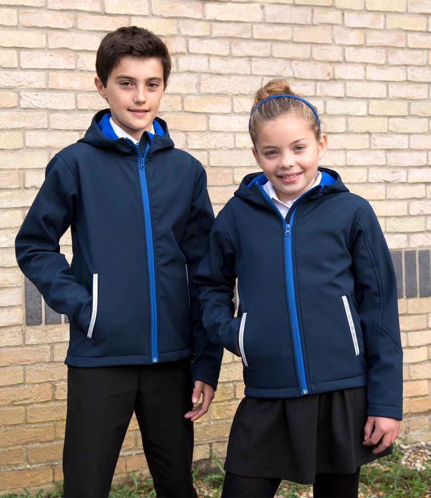 Result Core Kids TX Performance Hooded Soft Shell Jacket - Navy/Royal Blue (RS224B)