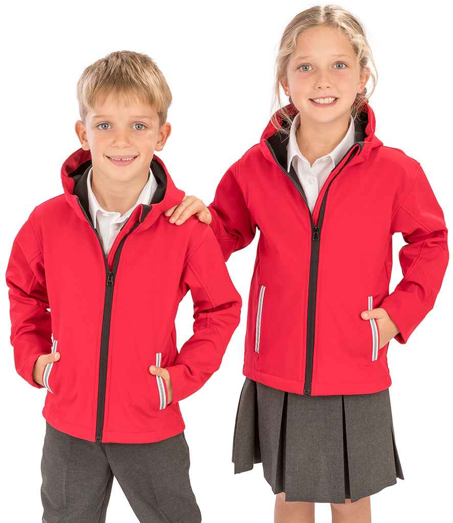 Result Core Kids TX Performance Hooded Soft Shell Jacket - Red/Black (RS224B)
