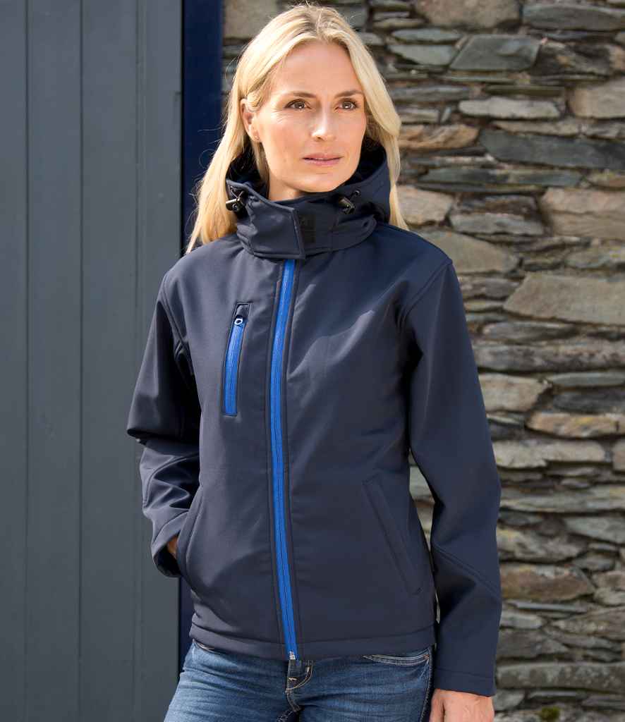 Result Core Ladies Hooded Soft Shell Jacket - Navy/Royal Blue (RS230F)