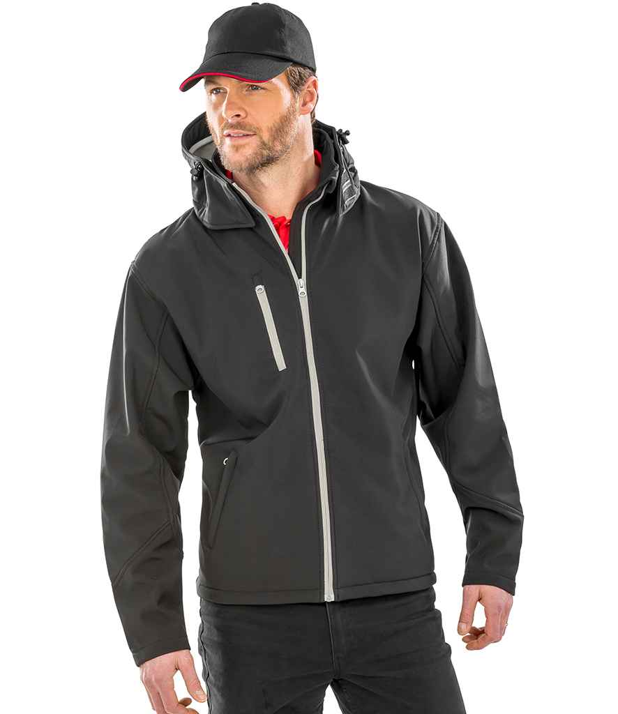Result Core Hooded Soft Shell Jacket - Black/Grey (RS230M)
