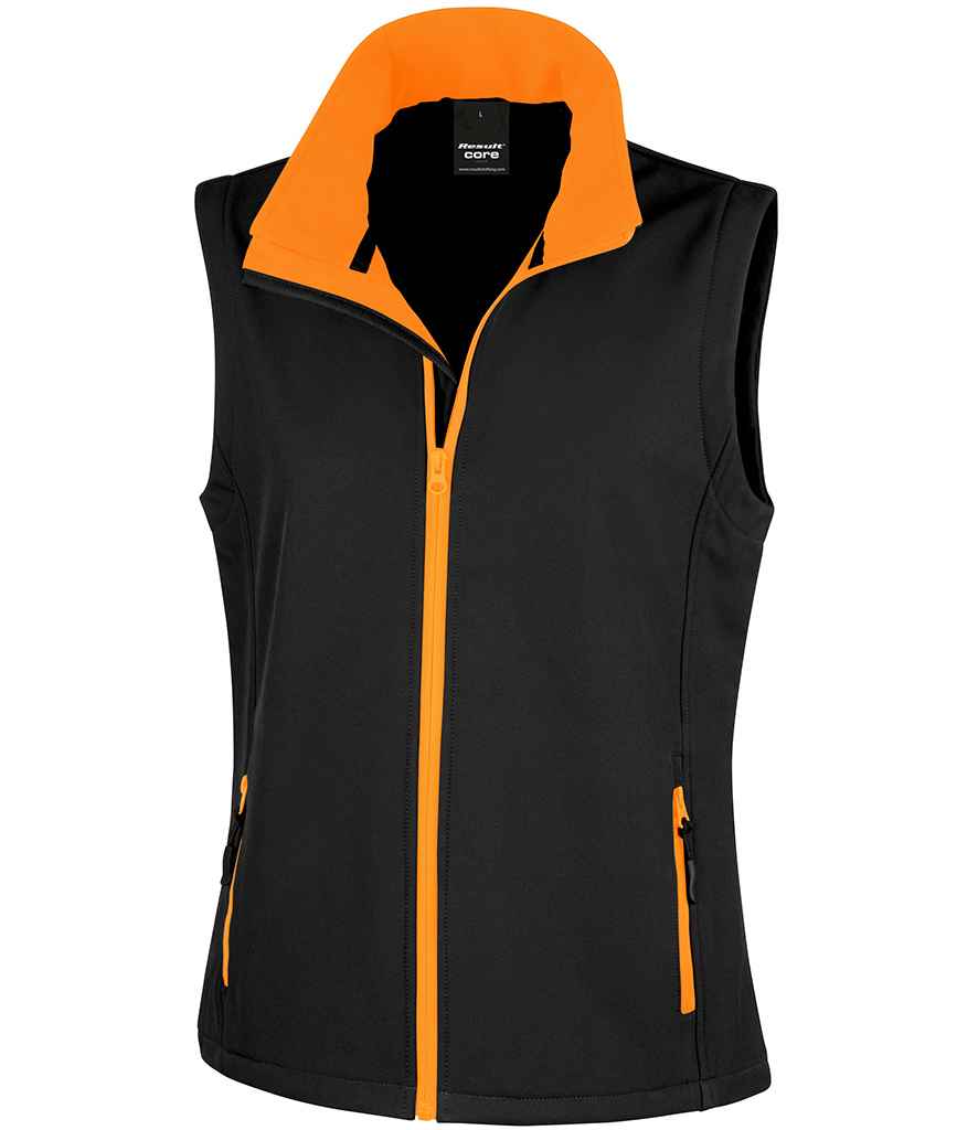 Result Core Ladies Printable Soft Shell Bodywarmer - Black/Orange (RS232F)