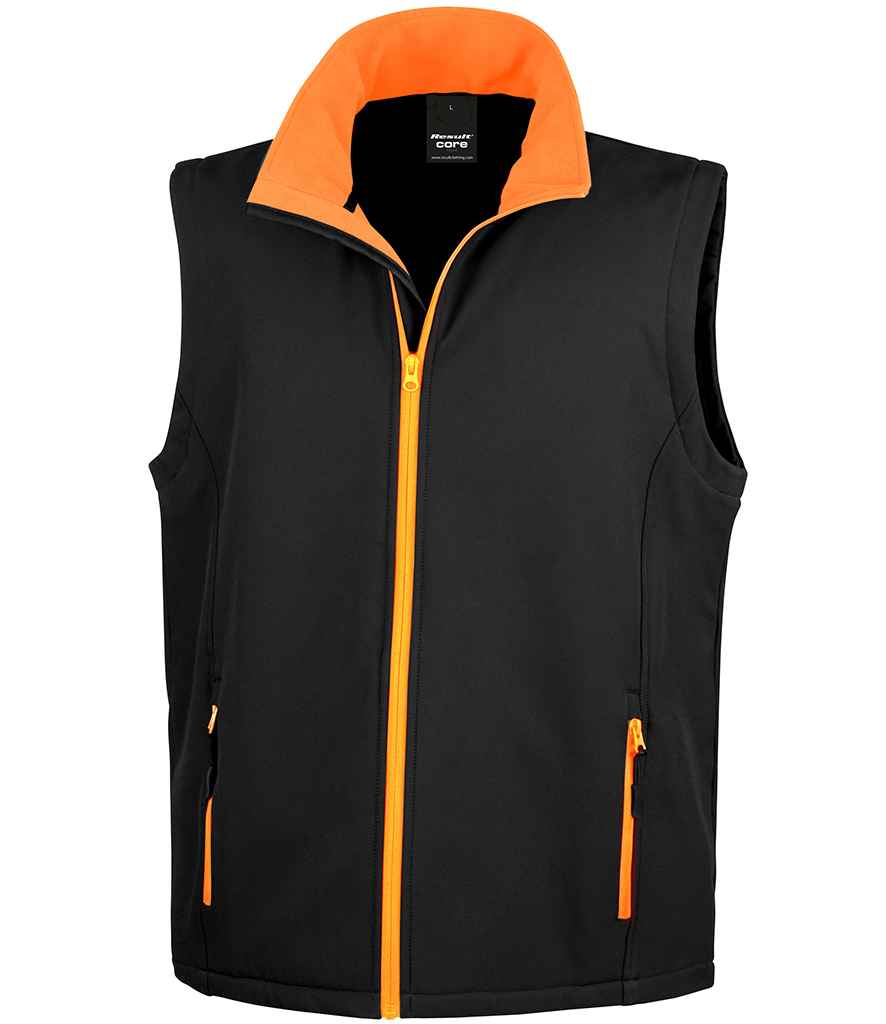 Result Core Printable Soft Shell Bodywarmer - Black/Orange (RS232M)