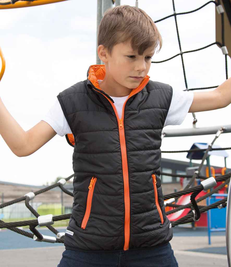 Result Core Kids Padded Bodywarmer - Black/Orange (RS234B)