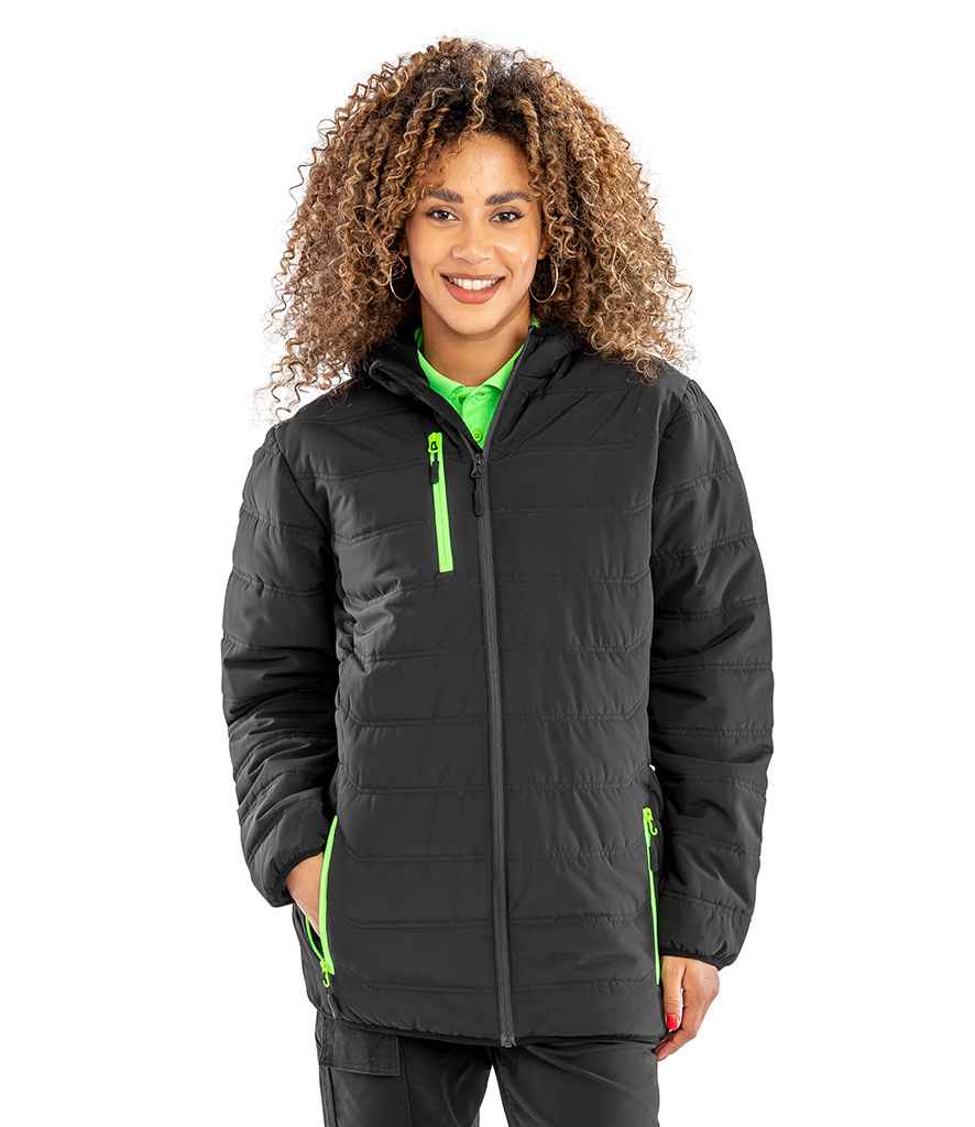 Result Genuine Recycled Compass Padded Winter Jacket - Black/Lime Green (RS240)