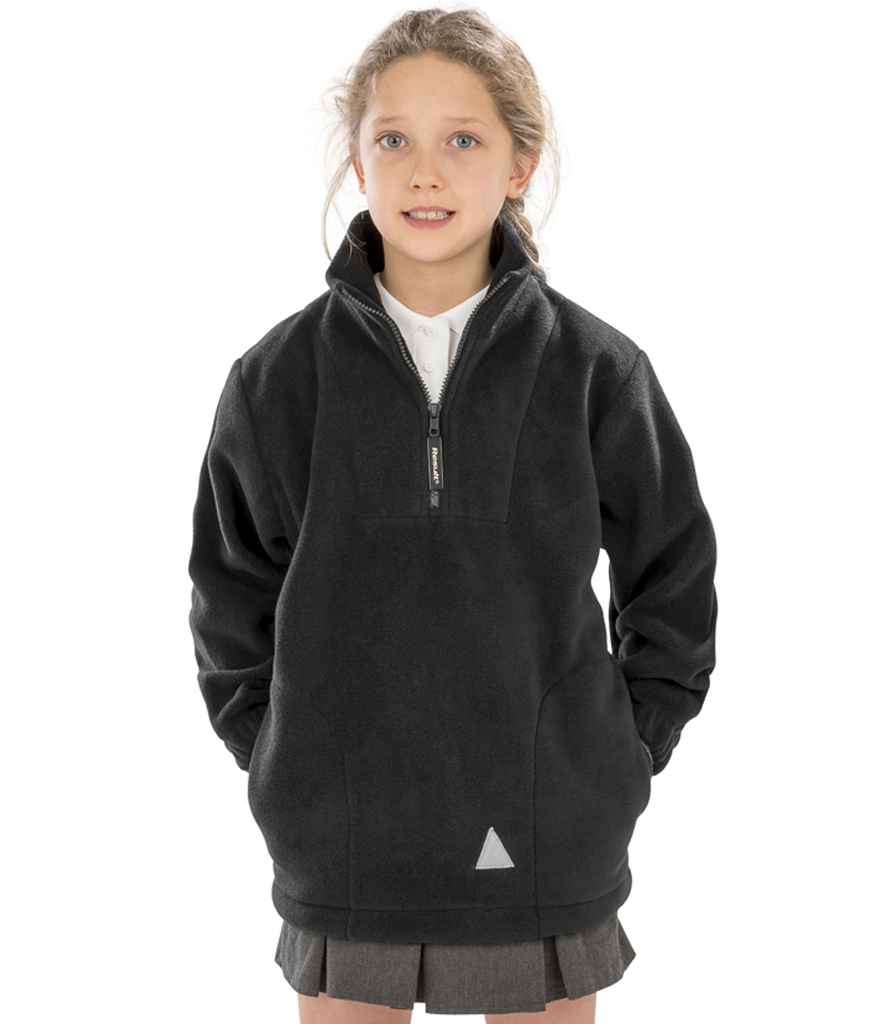 Result Kids/Youths Zip Neck Polartherm™ Fleece - Black (RS33B)