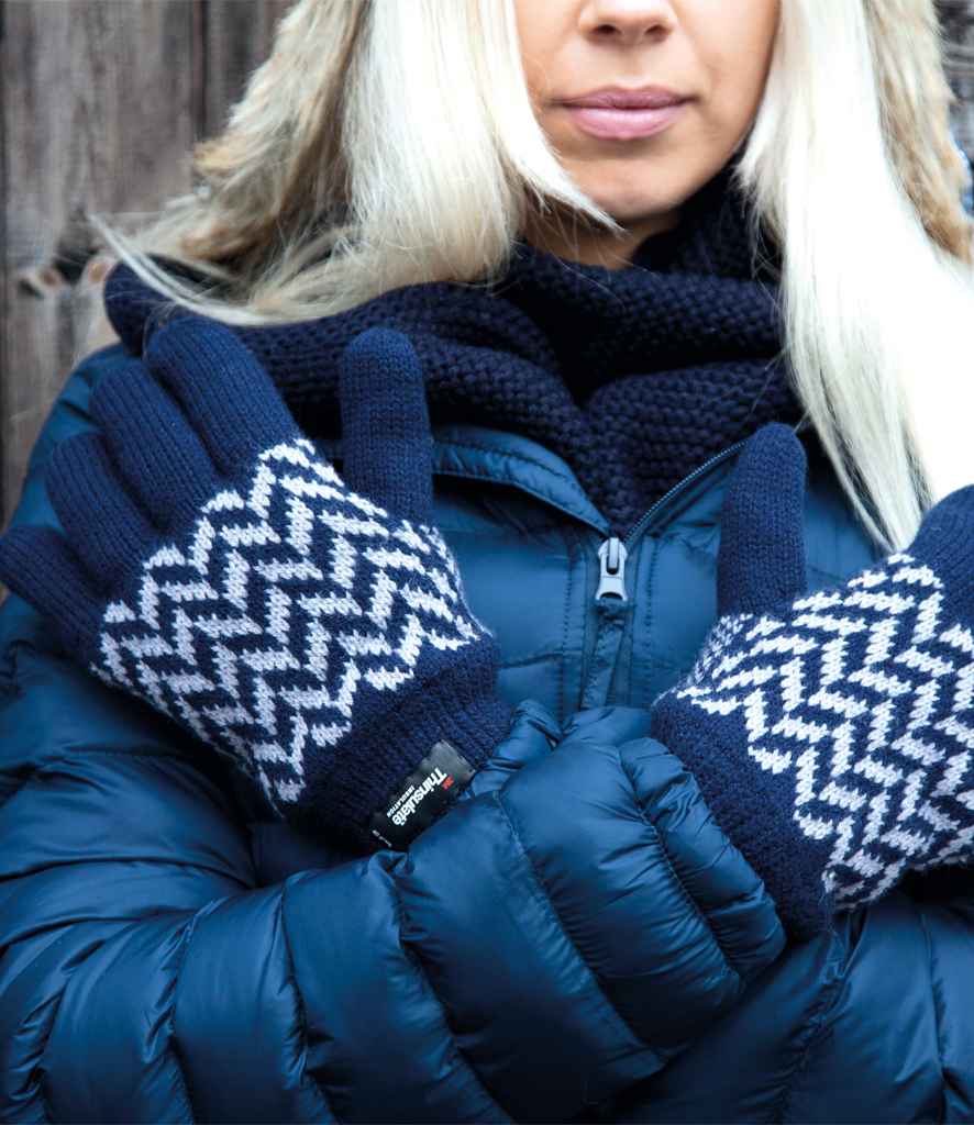 Result Pattern Thinsulate™ Gloves - Navy/Grey (RS365)