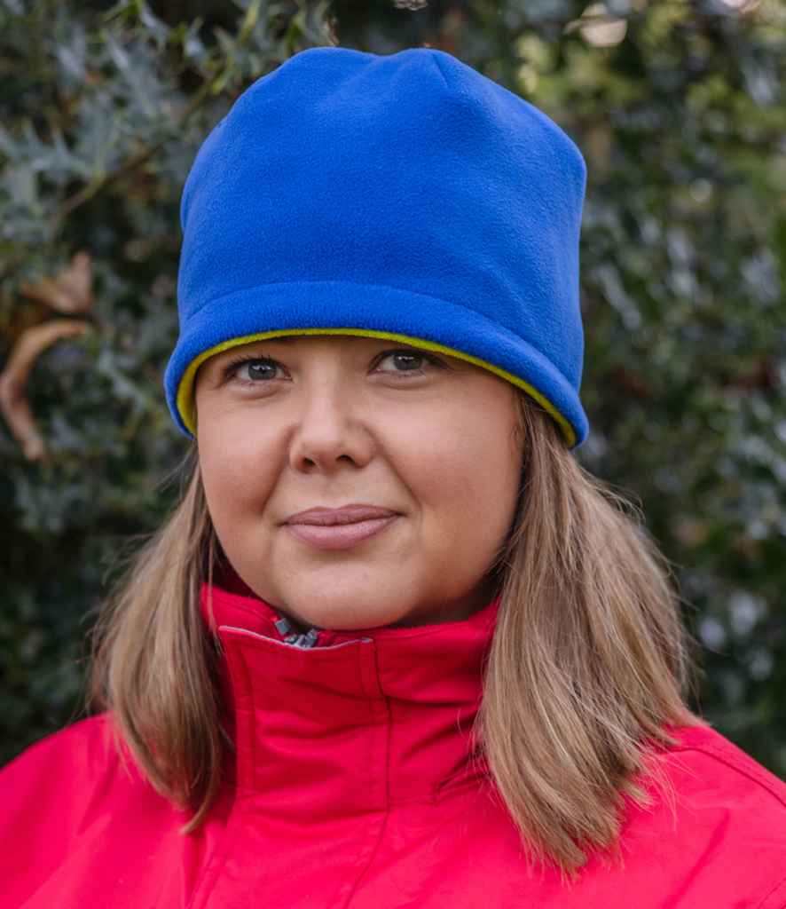 Result Reversible Fleece Skull Hat - Royal Blue/Lime Green (RS374)