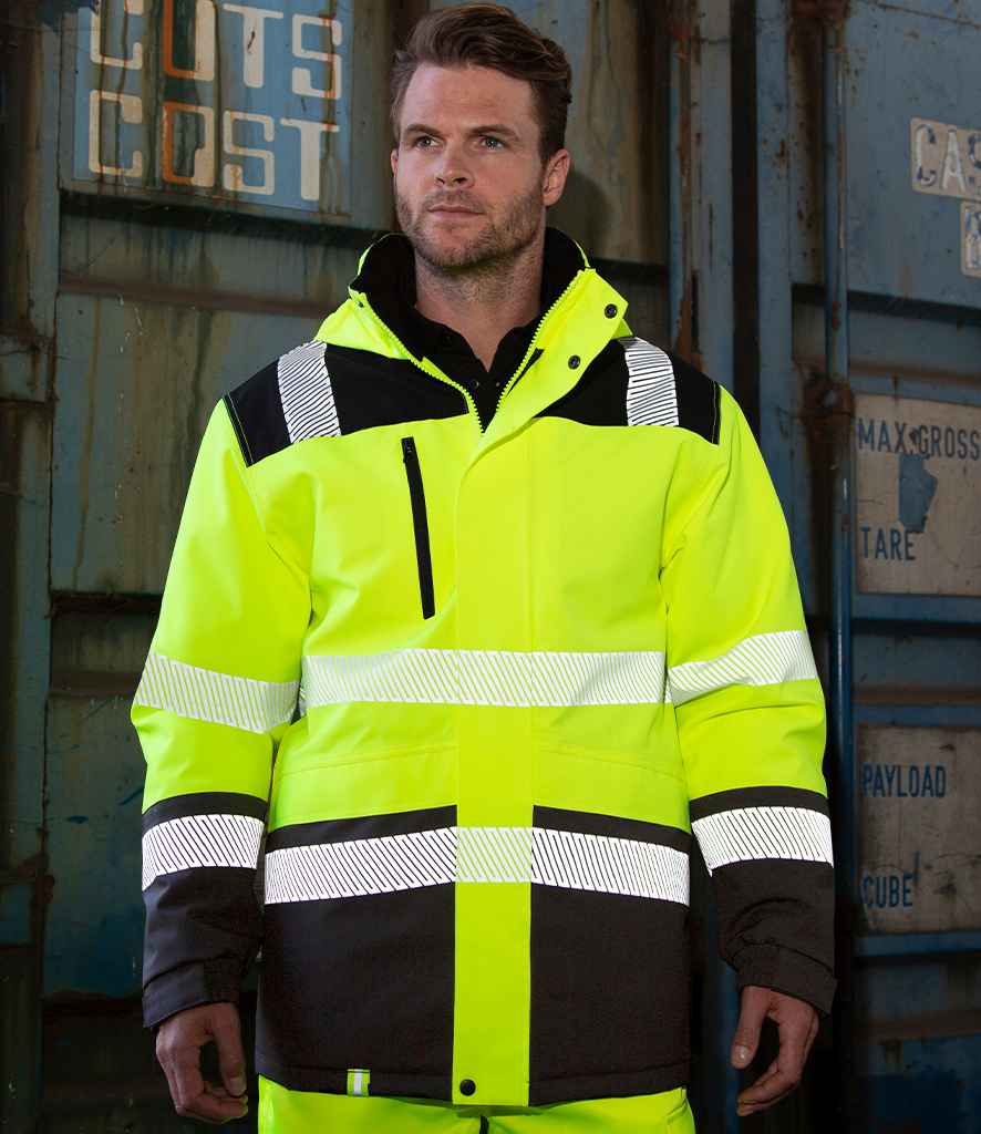 Result Safe-Guard Extreme Tech Printable Soft Shell Safety Jacket - Fluorescent Yellow/Black (RS475)